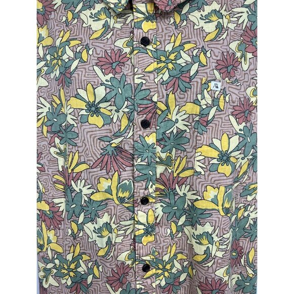 Quiksilver Mens XXL Tropical Floral Shirt Regular Fit 54% Hemp 44% Cotton Short - Picture 4 of 10